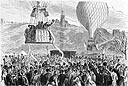 Gambetta quitte Paris en ballon le 7 octobre 1870 depuis la place Saint-Pierre à Montmartre