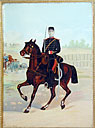 Cavalier, militaire en chromolithographie vers 1880
