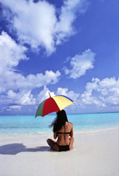 vacances, bien etre, bronzage, sable, corail, plage, brune